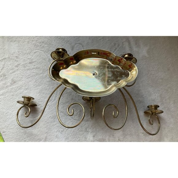 Vintage Metal Gold Tone Ornate Scroll Wall Candle Sconce 5 arms MCM - Picture 6 of 8